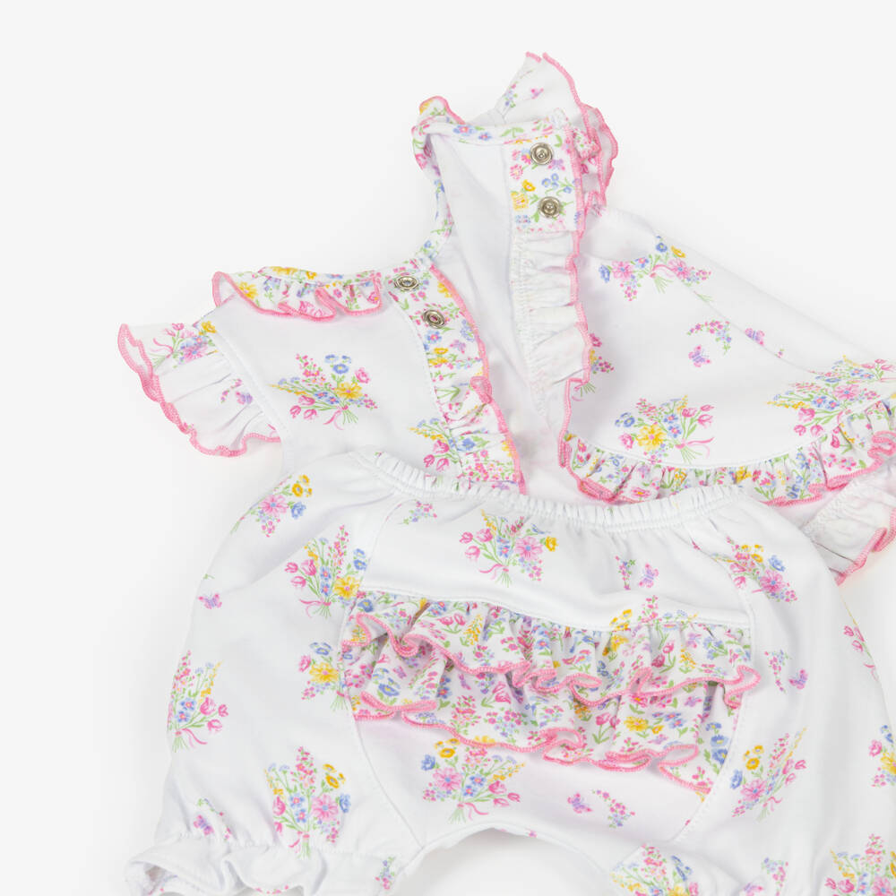 Kissy Kissy-Baby Girls White Pima Cotton Floral Shorts Set | Childrensalon Outlet