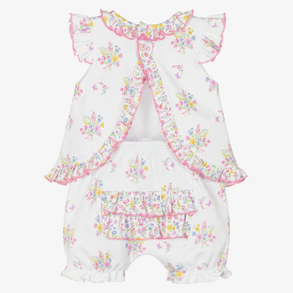 Kissy Kissy-Baby Girls White Pima Cotton Floral Shorts Set | Childrensalon Outlet