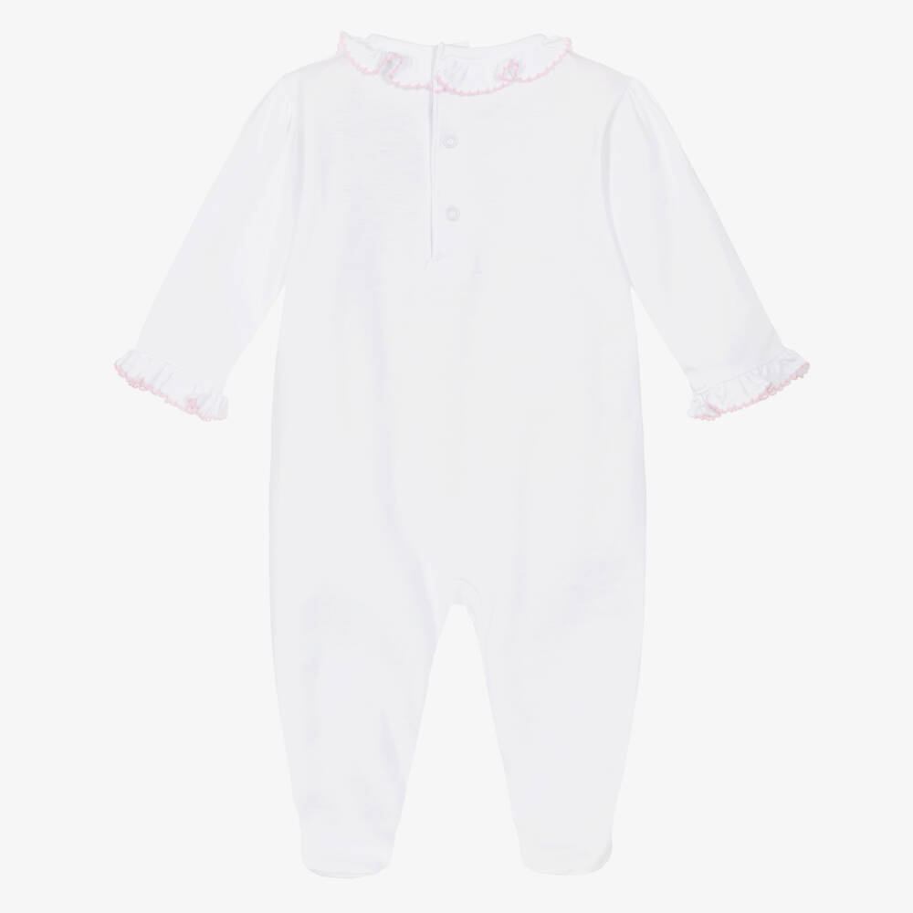 Kissy Kissy-Baby Girls White Pima Cotton Hand-Smocked Babygrow | Childrensalon Outlet