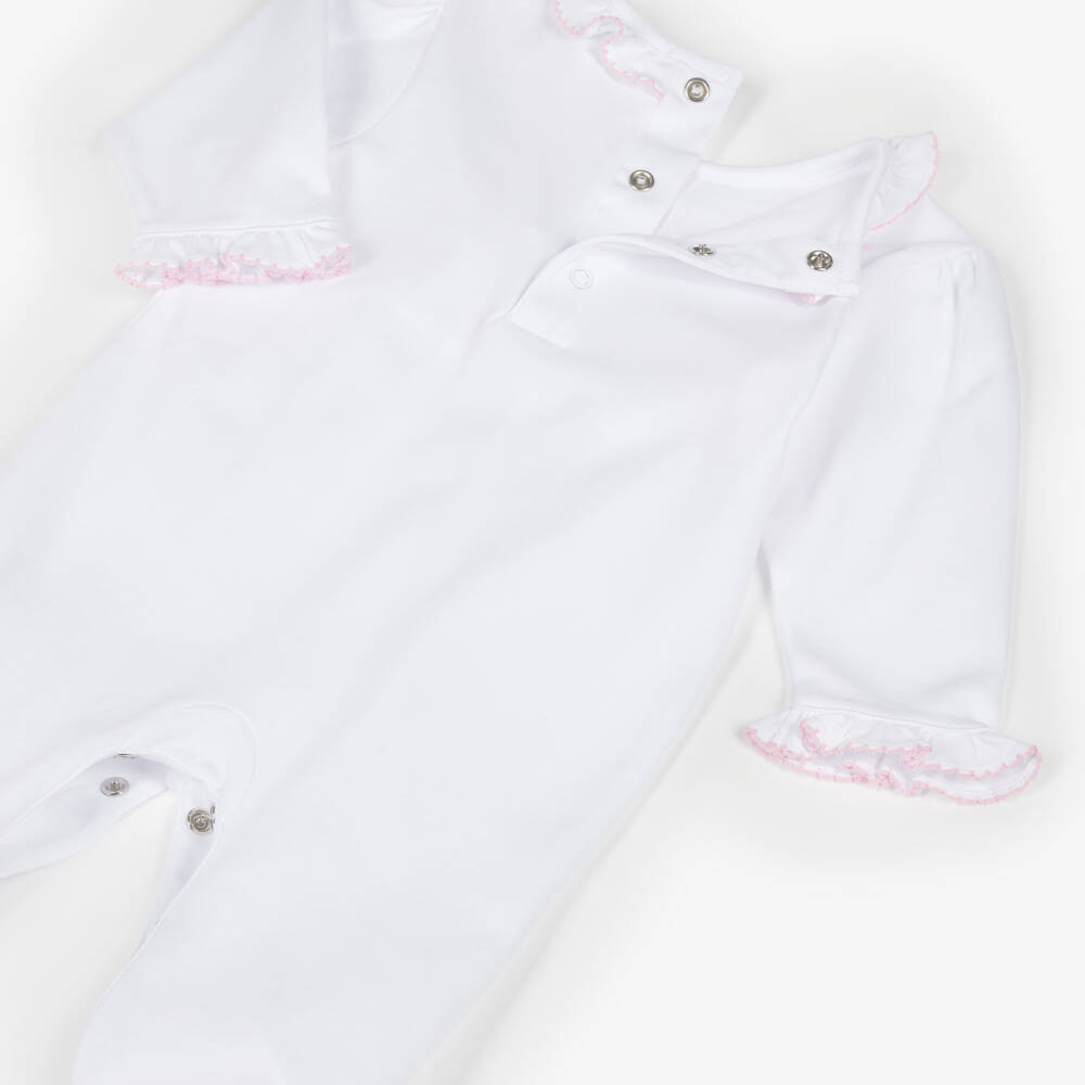 Kissy Kissy-Baby Girls White Pima Cotton Hand-Smocked Babygrow | Childrensalon Outlet
