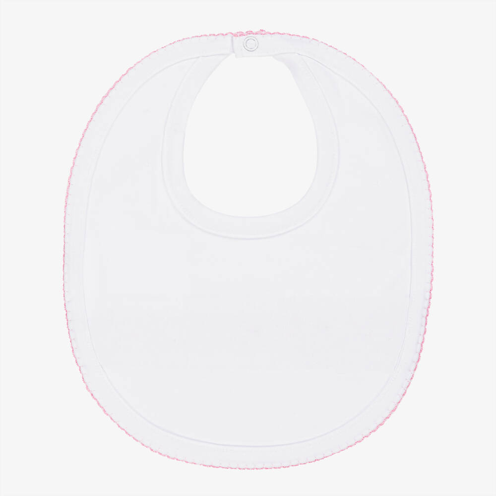 Kissy Kissy-Baby Girls White Pima Cotton Hand-Smocked Bib | Childrensalon Outlet