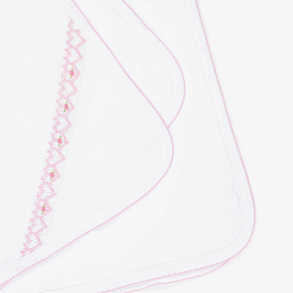 Kissy Kissy-Baby Girls White Pima Cotton Hand-Smocked Blanket (73cm) | Childrensalon Outlet