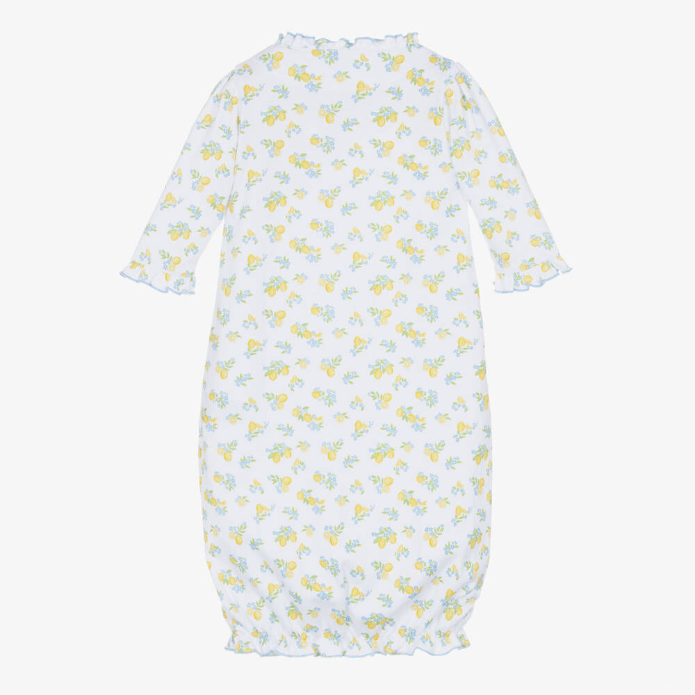 Kissy Kissy-Baby Girls White Pima Cotton Lemon Blossoms Day Gown | Childrensalon Outlet