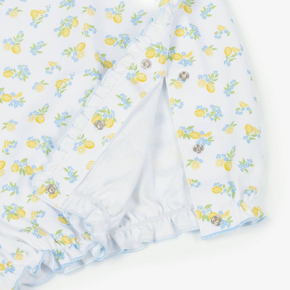 Kissy Kissy-Baby Girls White Pima Cotton Lemon Blossoms Day Gown | Childrensalon Outlet