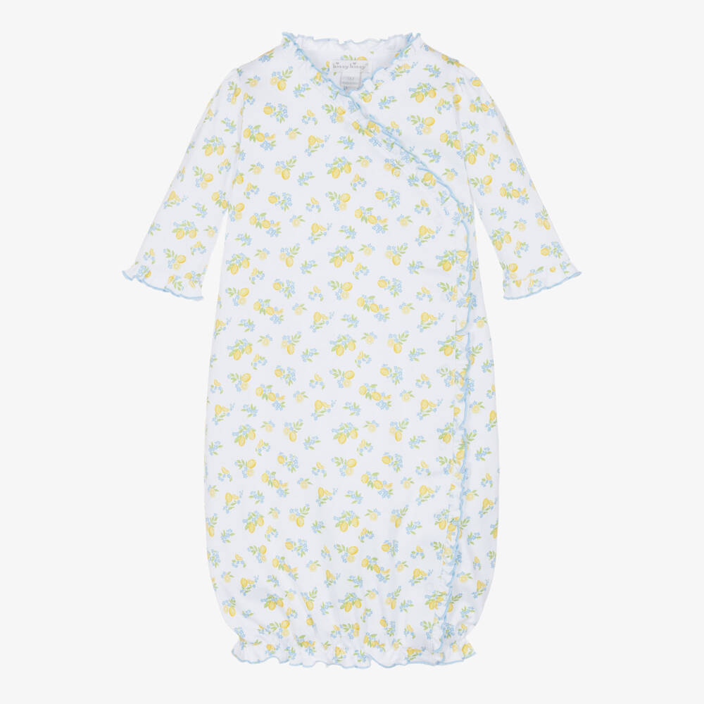 Kissy Kissy-Baby Girls White Pima Cotton Lemon Blossoms Day Gown | Childrensalon Outlet