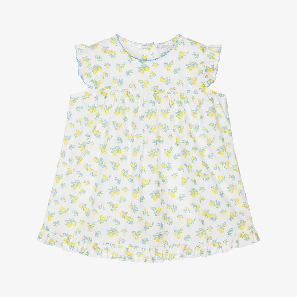 Kissy Kissy-Baby Girls White Pima Cotton Lemon Blossoms Dress | Childrensalon Outlet