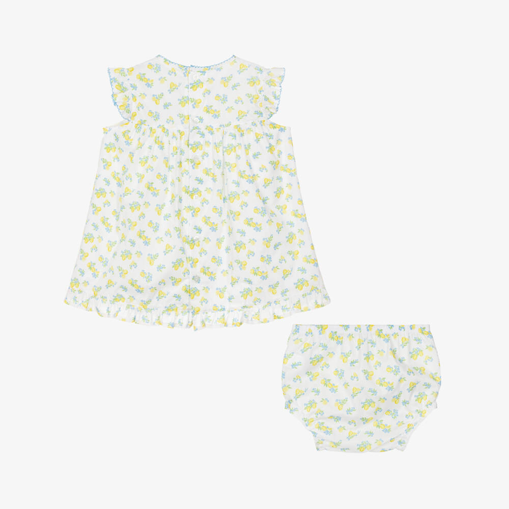 Kissy Kissy-Baby Girls White Pima Cotton Lemon Blossoms Dress | Childrensalon Outlet