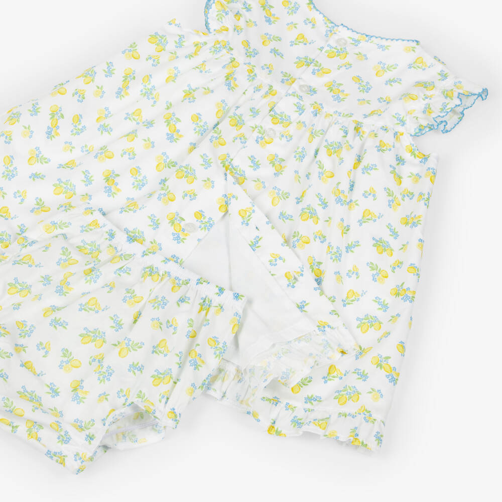Kissy Kissy-Baby Girls White Pima Cotton Lemon Blossoms Dress | Childrensalon Outlet