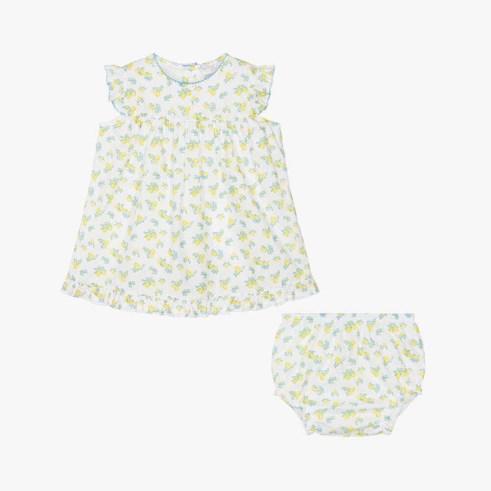 Kissy Kissy-Baby Girls White Pima Cotton Lemon Blossoms Dress | Childrensalon Outlet