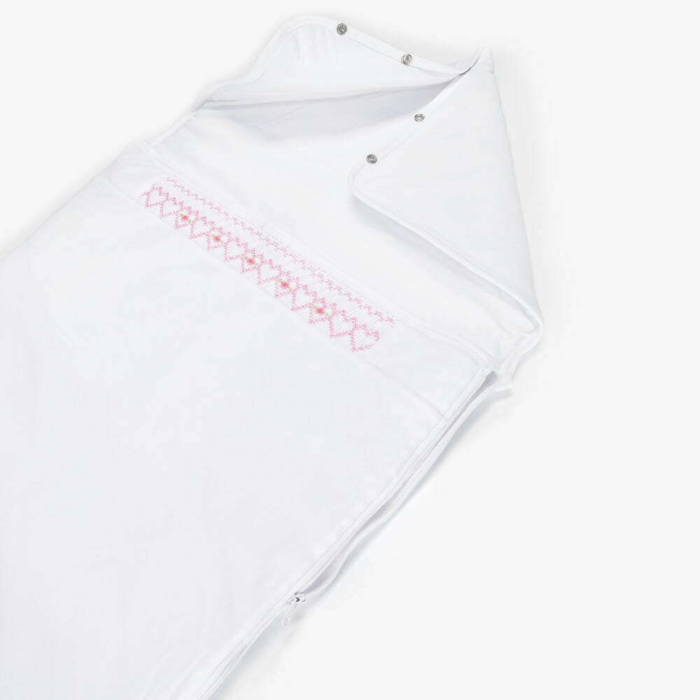 Kissy Kissy-Baby Girls White Pima Cotton Nest with Hand Smocking (78cm) | Childrensalon Outlet