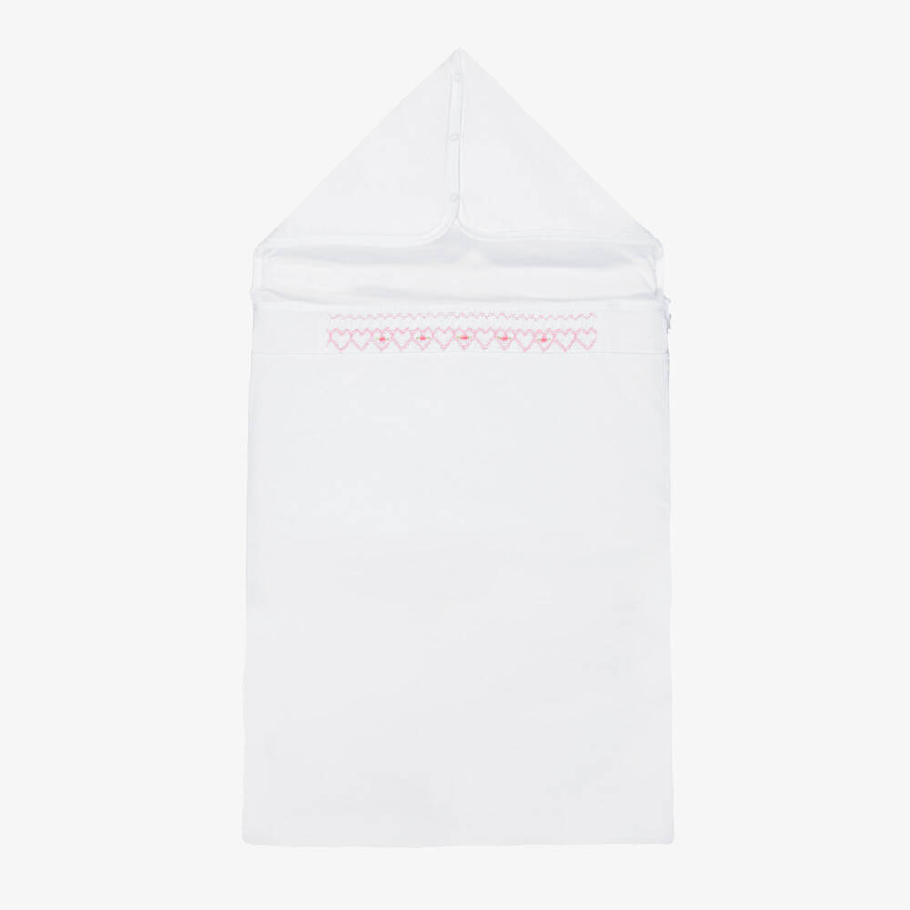 Kissy Kissy-Baby Girls White Pima Cotton Nest with Hand Smocking (78cm) | Childrensalon Outlet