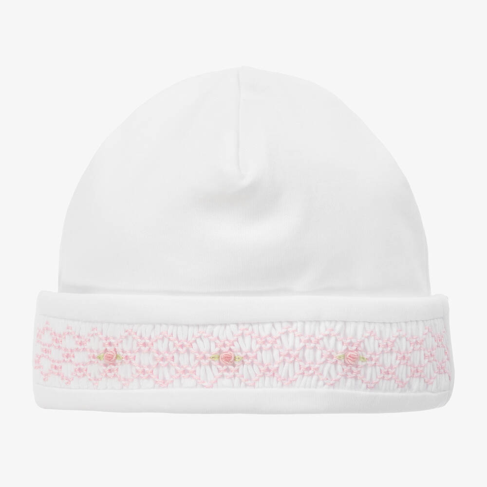 Kissy Kissy - قبعة مطرزة سموكينغ قطن بيما لون أبيض للمولودات | Childrensalon