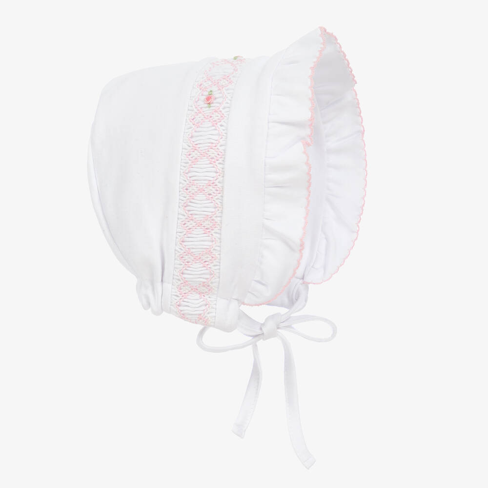 Kissy Kissy-Baby Girls White Pima Cotton Smocked Summer Bonnet | Childrensalon Outlet