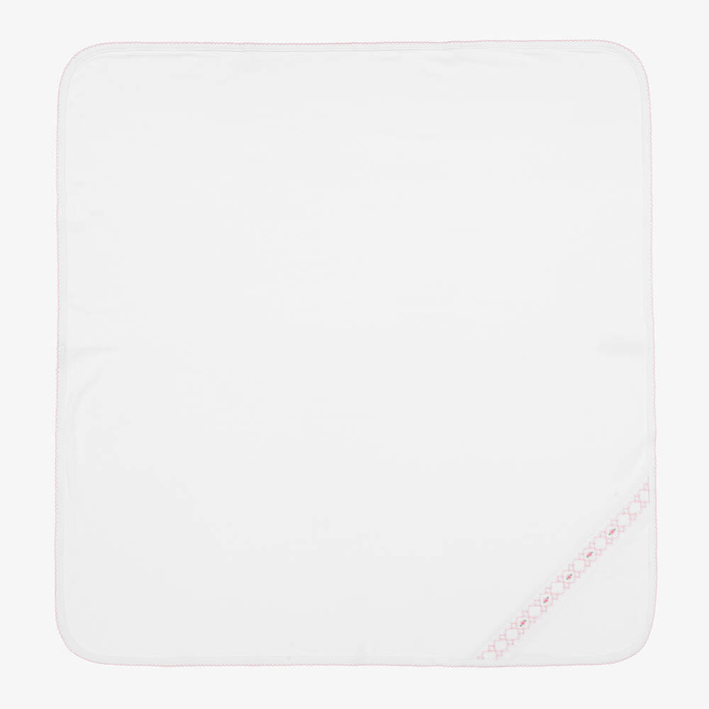 Kissy Kissy-Baby Girls White Pima Cotton Summer Blanket (73cm) | Childrensalon Outlet