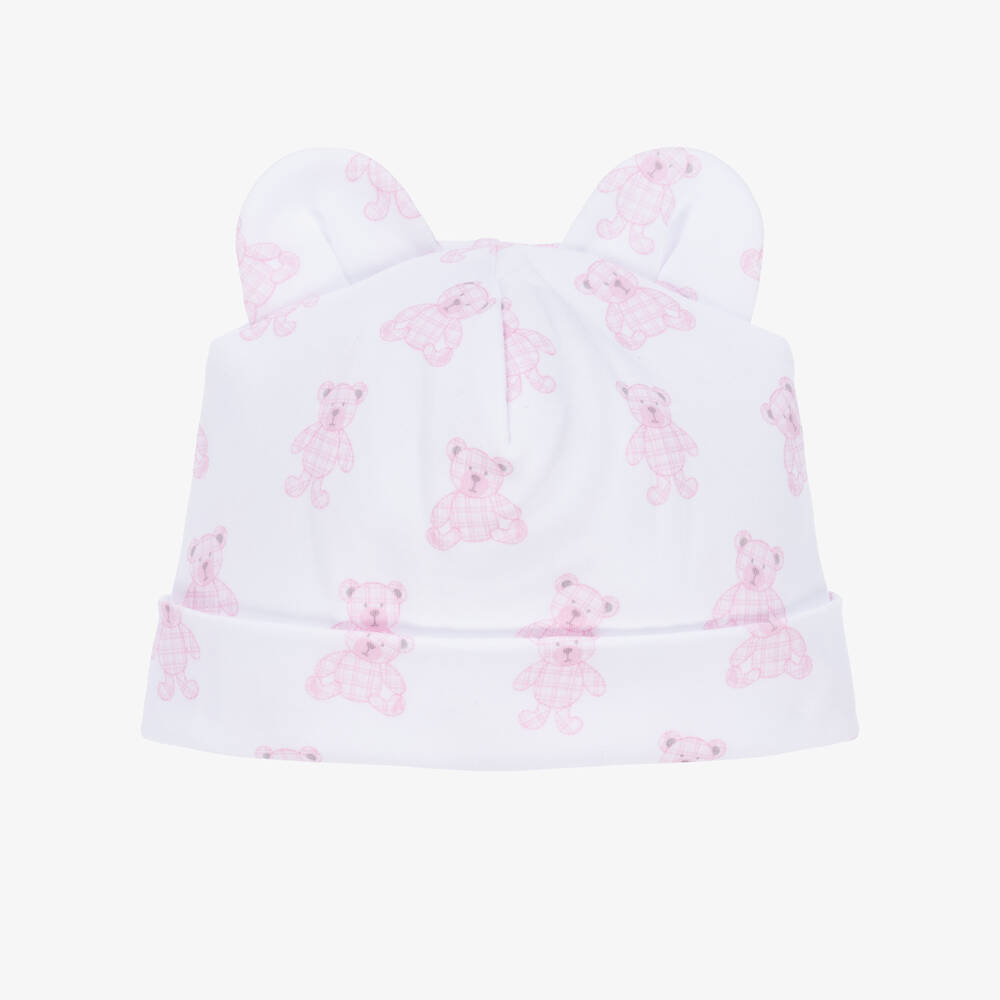 Kissy Kissy - Bonnet blanc et rose nounours bébé fille | Childrensalon