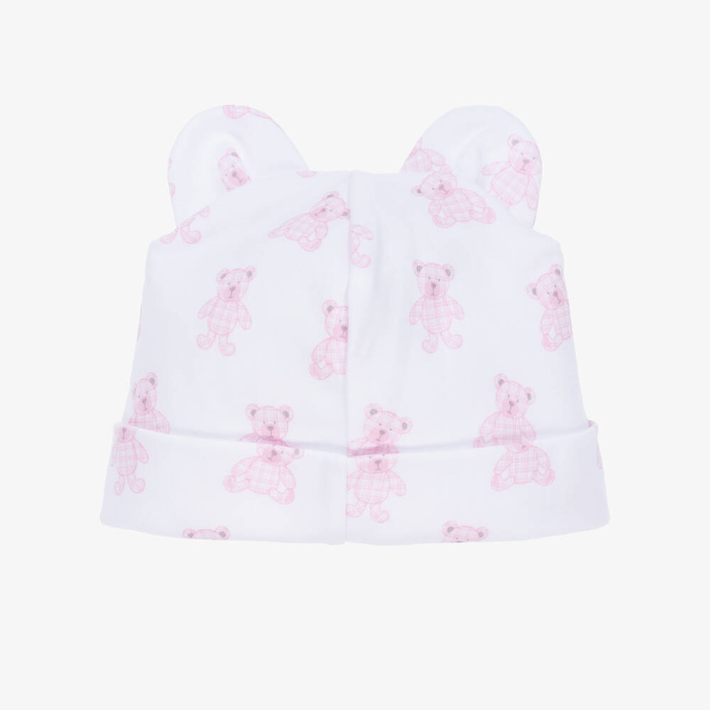 Kissy Kissy-قبعة قطن بيما لون أبيض وزهري للمولودات | Childrensalon Outlet