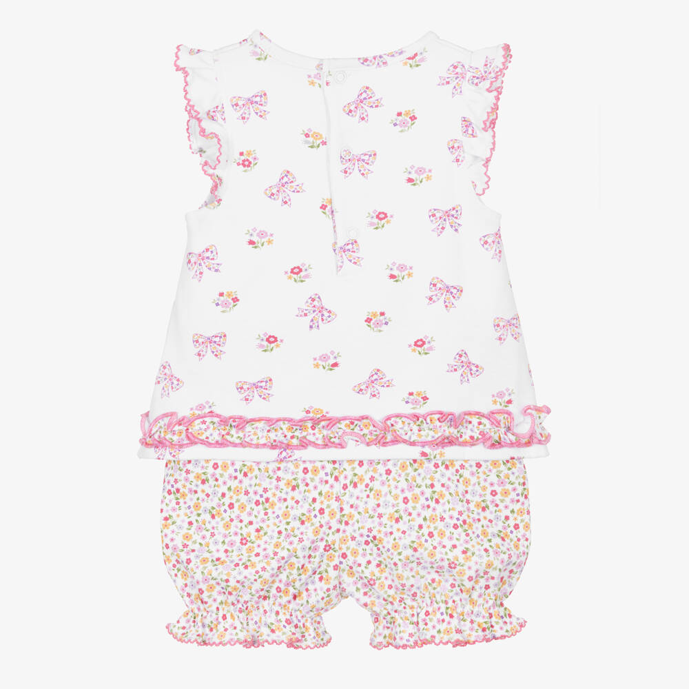 Kissy Kissy-Baby Girls White & Pink Cotton Blossoming Bows Shorts Set | Childrensalon Outlet