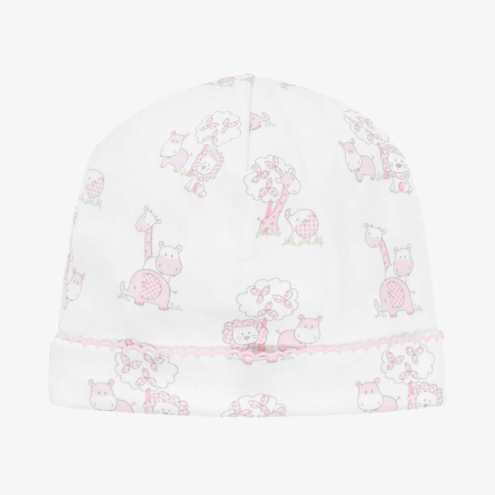 Kissy Kissy-قبعة قطن بيما لون أبيض وزهري للمولودات | Childrensalon Outlet