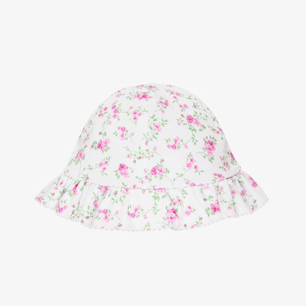 Kissy Kissy-Baby Girls White & Pink Pima Cotton Sun Hat | Childrensalon Outlet
