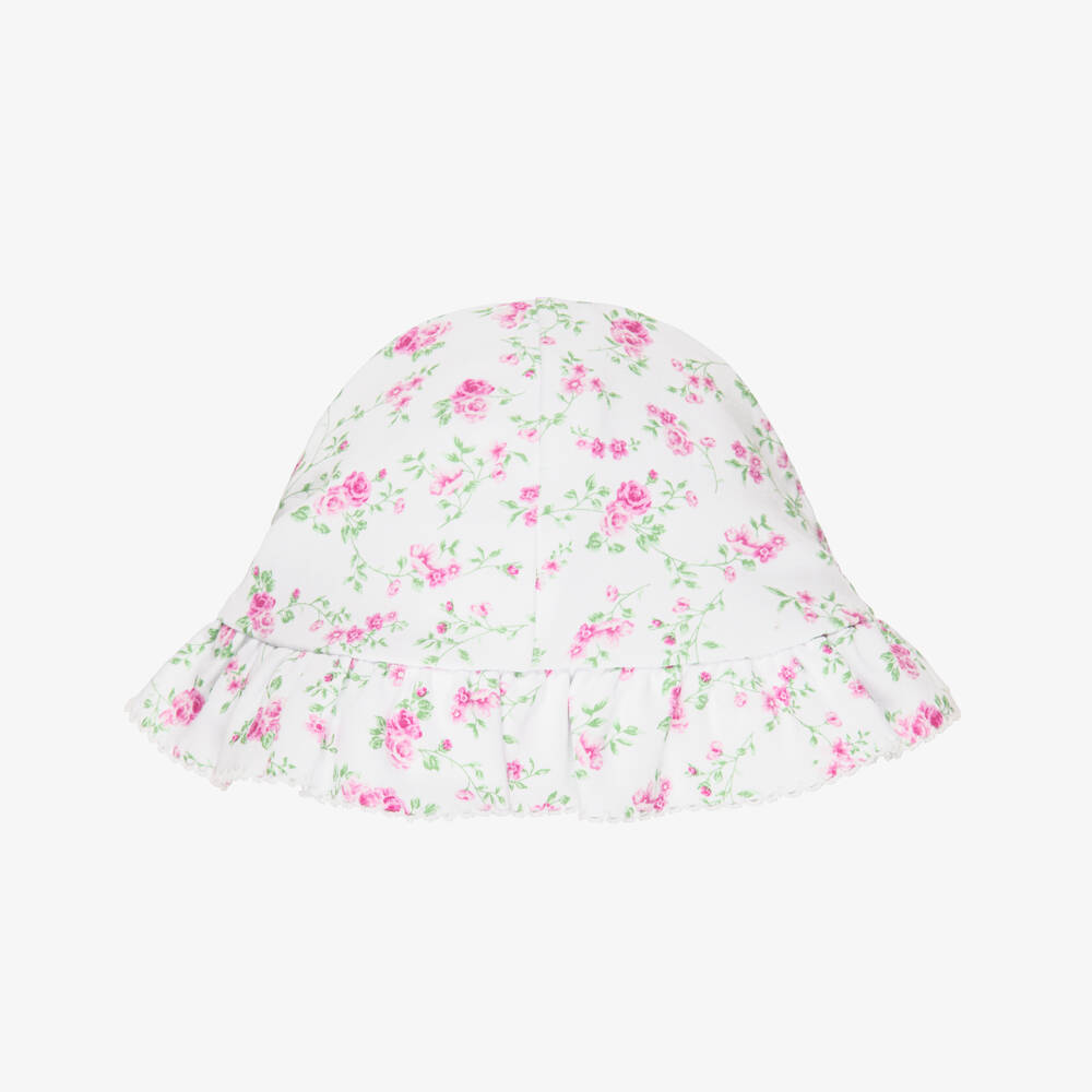 Kissy Kissy-Baby Girls White & Pink Pima Cotton Sun Hat | Childrensalon Outlet