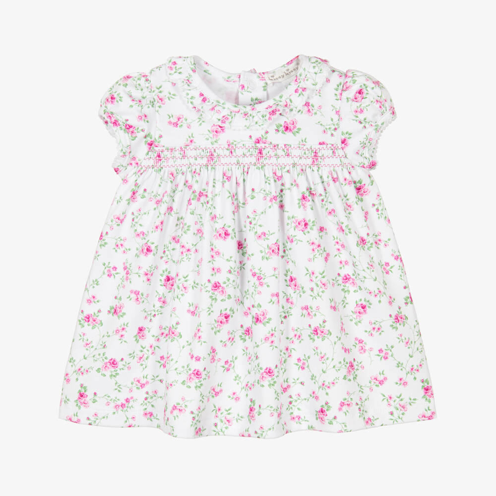 Kissy Kissy-Baby Girls White & Pink Victorian Roses Pima Cotton Dress | Childrensalon Outlet