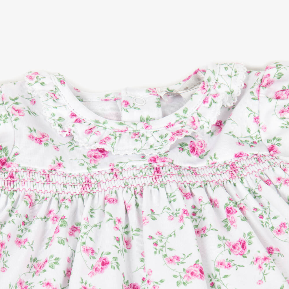 Kissy Kissy-Baby Girls White & Pink Victorian Roses Pima Cotton Dress | Childrensalon Outlet