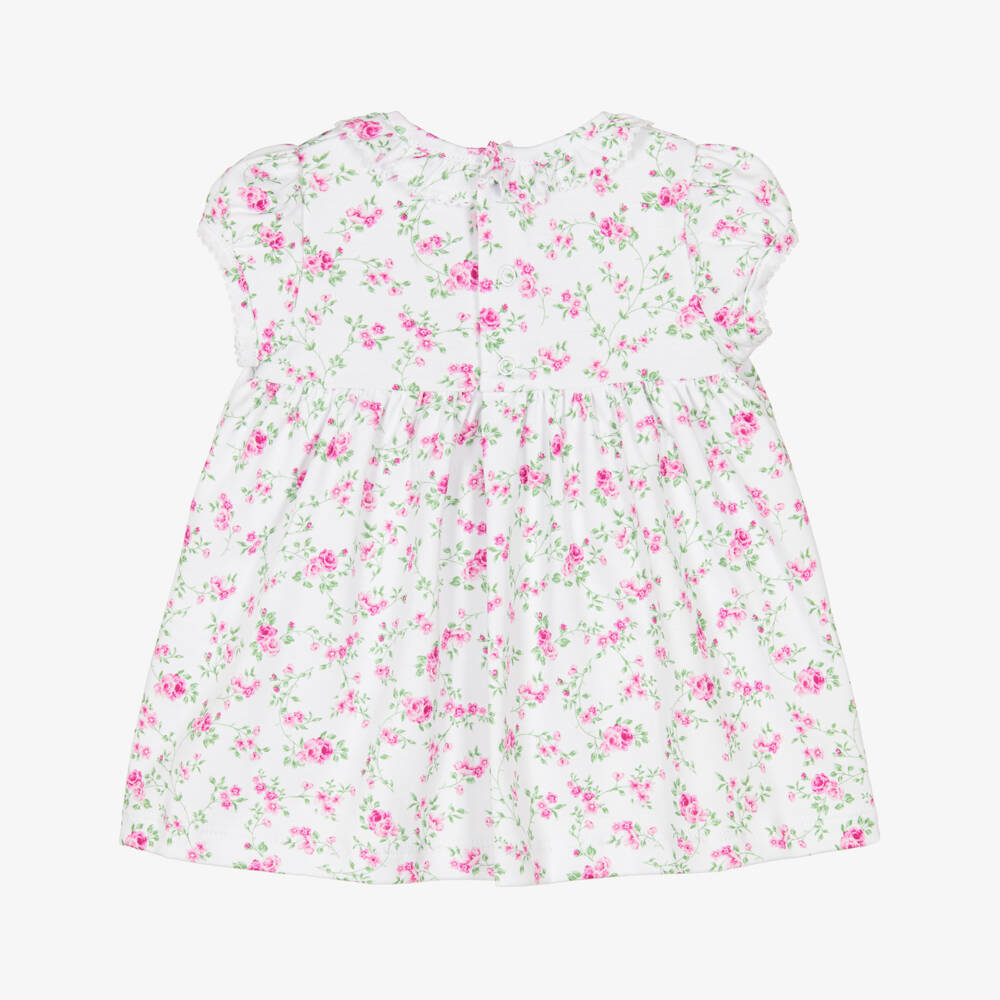 Kissy Kissy-Baby Girls White & Pink Victorian Roses Pima Cotton Dress | Childrensalon Outlet