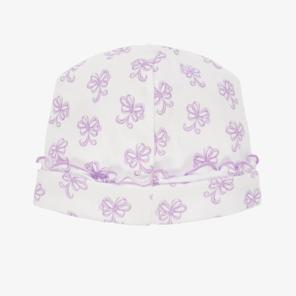 Kissy Kissy-قبعة قطن بيما لون أبيض وبنفسجي للمولودات | Childrensalon Outlet