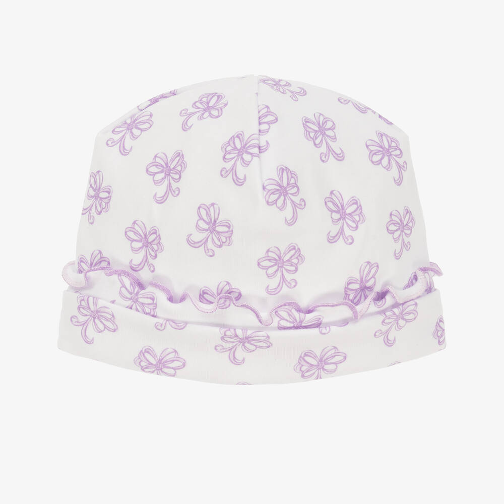Kissy Kissy - Baby Girls White & Purple Bows All Around Hat | Childrensalon