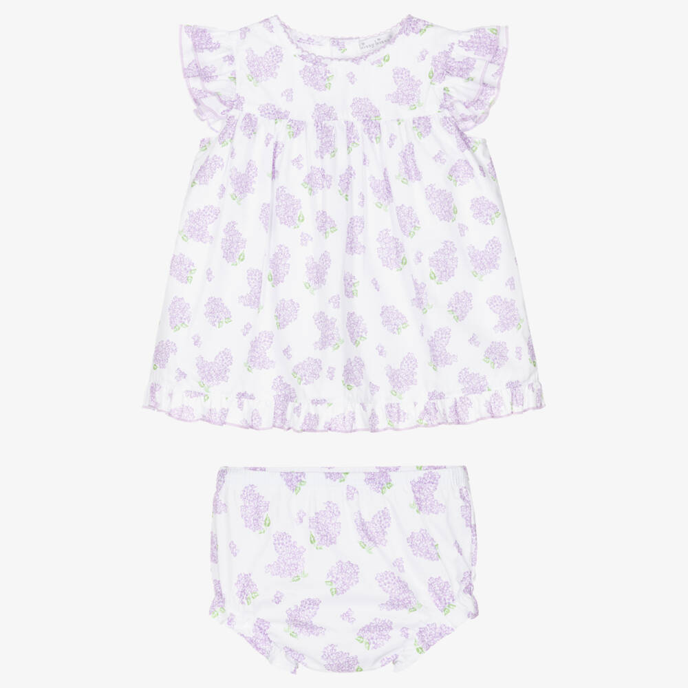Kissy Kissy-Baby Girls White & Purple Pima Cotton Lilac Love Dress | Childrensalon Outlet