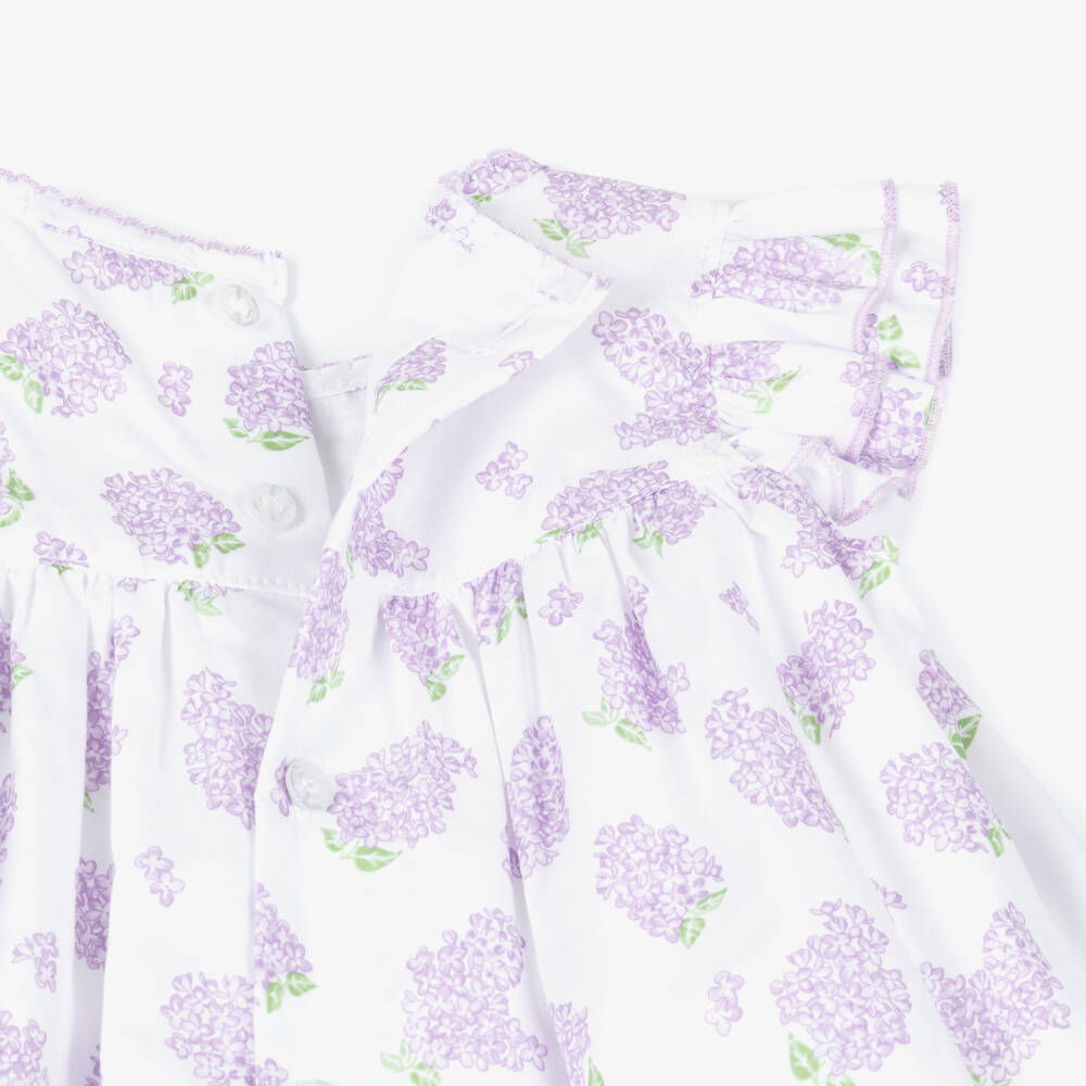 Kissy Kissy-Baby Girls White & Purple Pima Cotton Lilac Love Dress | Childrensalon Outlet
