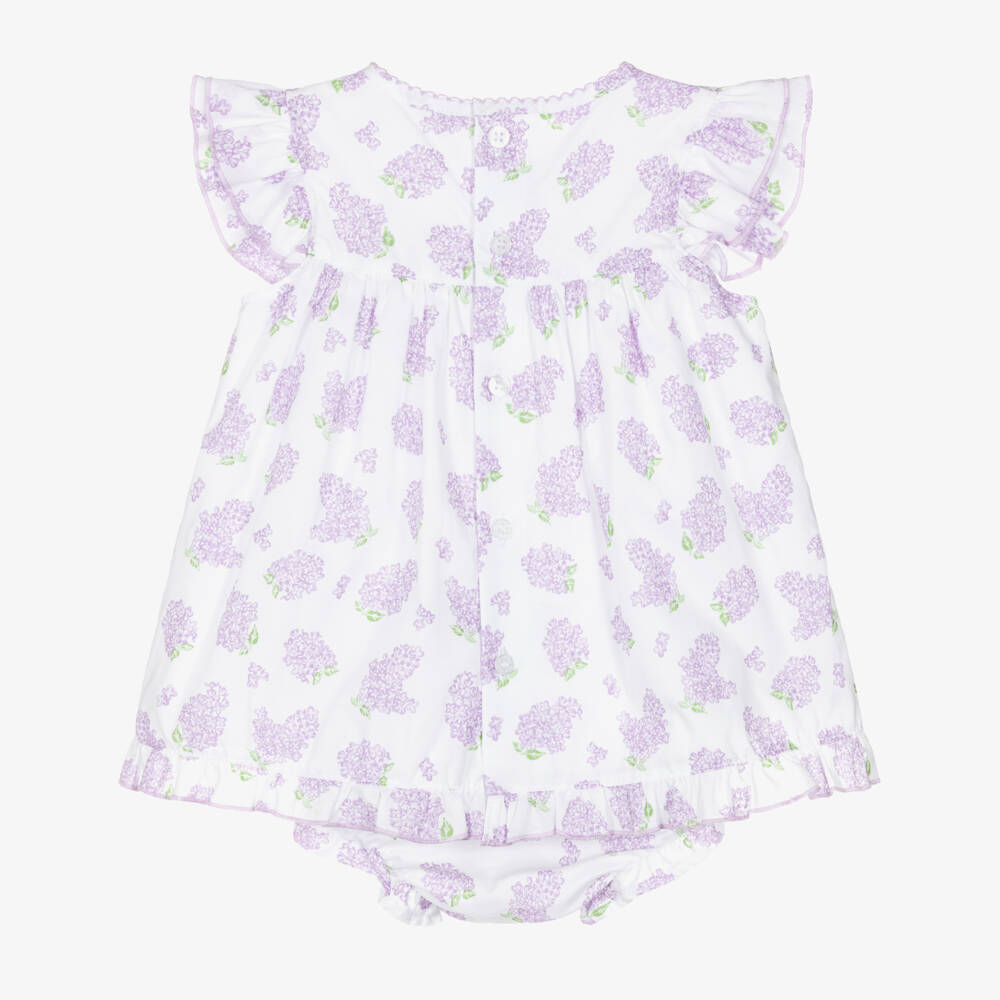 Kissy Kissy-Baby Girls White & Purple Pima Cotton Lilac Love Dress | Childrensalon Outlet