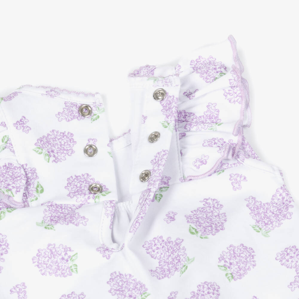 Kissy Kissy-Baby Girls White & Purple Pima Cotton Lilac Love Shorts Set | Childrensalon Outlet