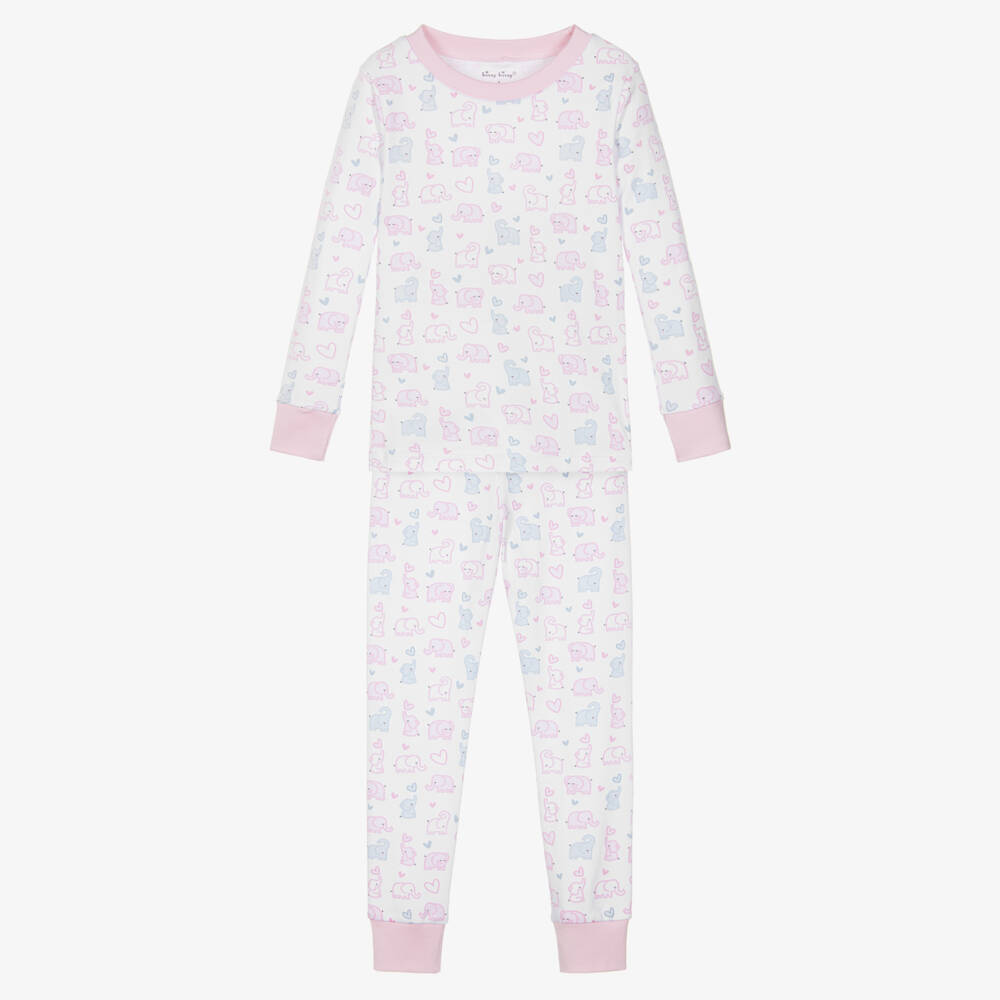 Kissy Kissy-bbyelehrts' White & Pink Elephants Long Pyjama | Childrensalon Outlet