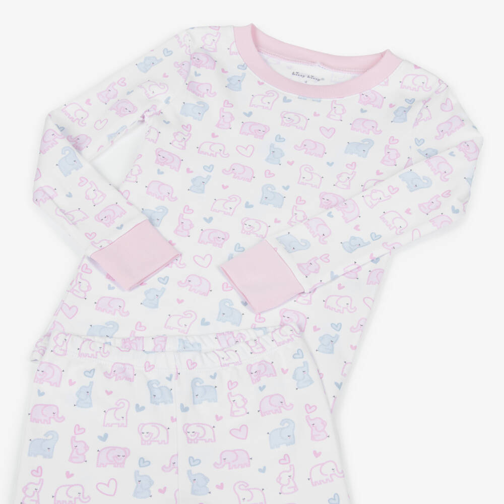 Kissy Kissy-bbyelehrts' White & Pink Elephants Long Pyjama | Childrensalon Outlet