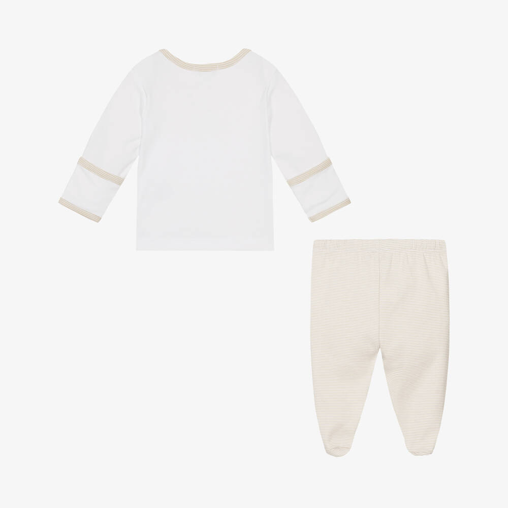 Kissy Kissy-Beige Deer Print Two-Piece Babygrow | Childrensalon Outlet