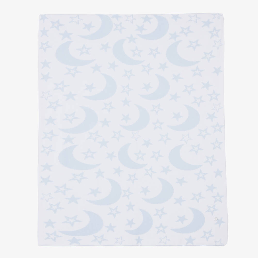 Kissy Kissy - بطانية قطن لون أزرق و أبيض (93سم) | Childrensalon