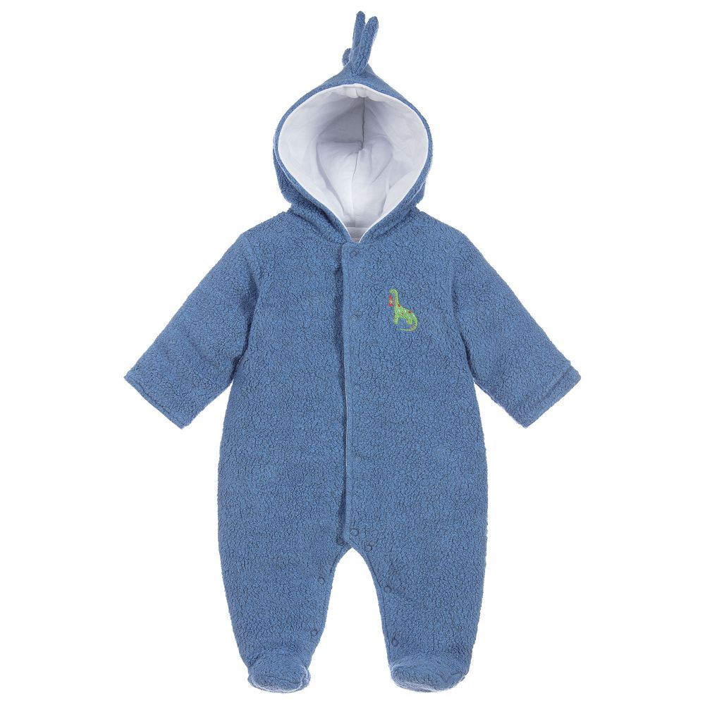 Kissy Kissy-Blue Fleece Campfire Pramsuit | Childrensalon Outlet
