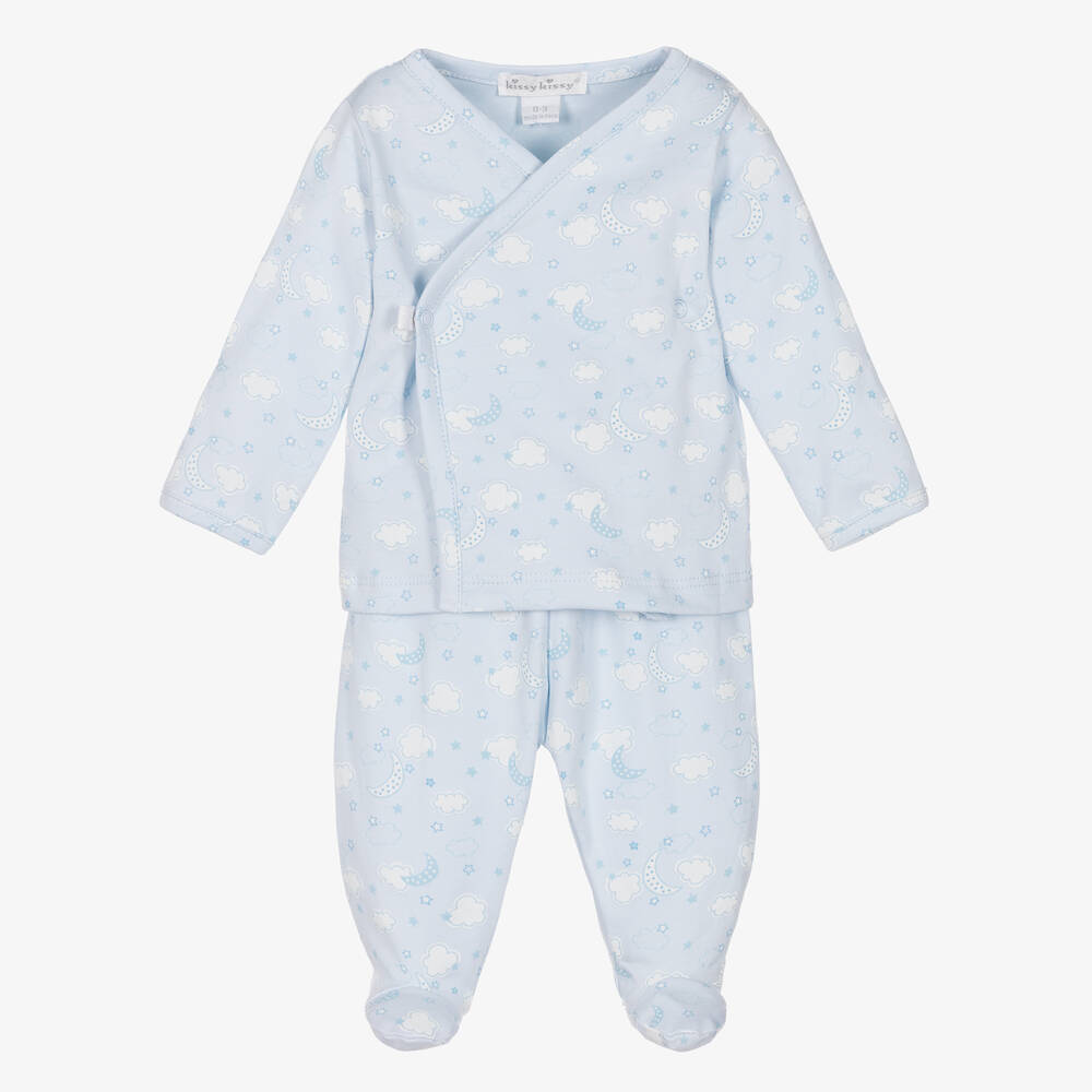 Kissy Kissy-Blue Night Clouds 2 Piece Babygrow | Childrensalon Outlet