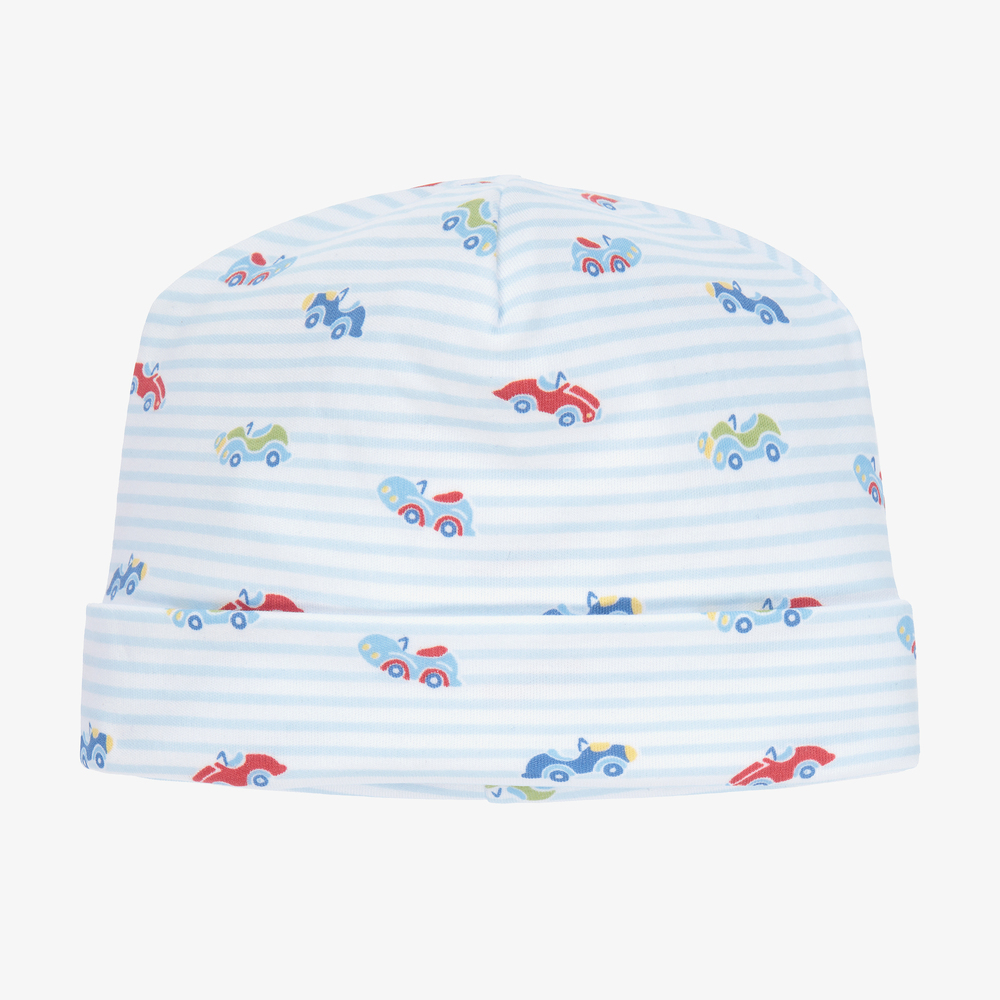 Kissy Kissy - قبعة قطن بيما جيرسي مقلمة لون أزرق وأبيض للمواليد | Childrensalon