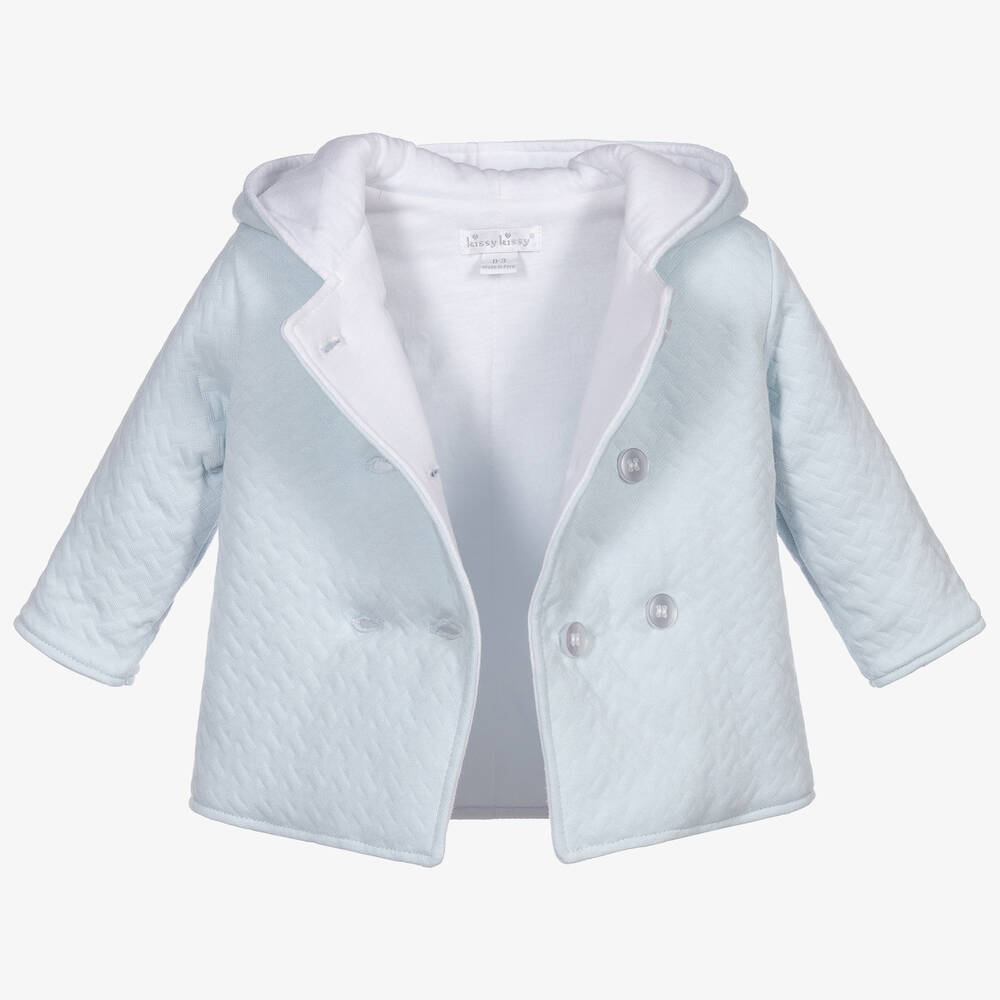 كيسي كيسي-معطف جاكار قطن بيما لون أزرق فاتح للمواليد | Childrensalon Outlet