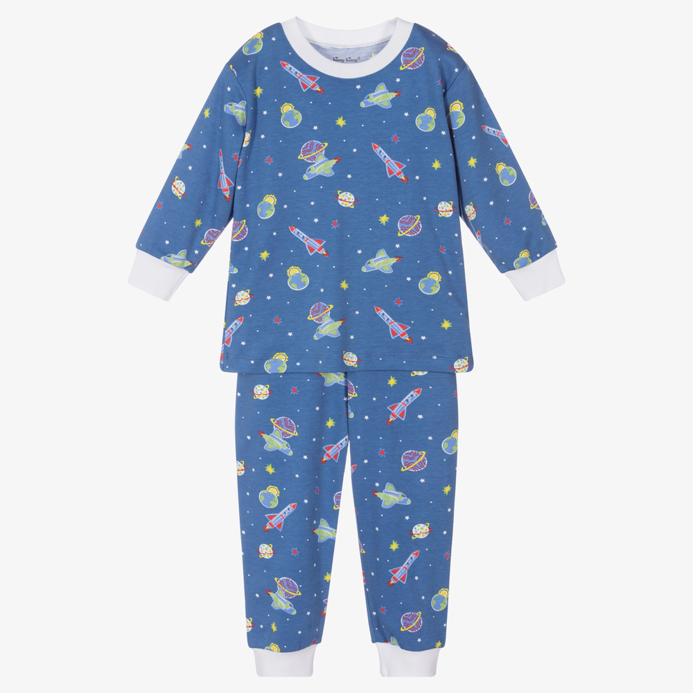 Kissy Kissy - Blauer Weltall-Schlafanzug aus Pima-Baumwolle | Childrensalon