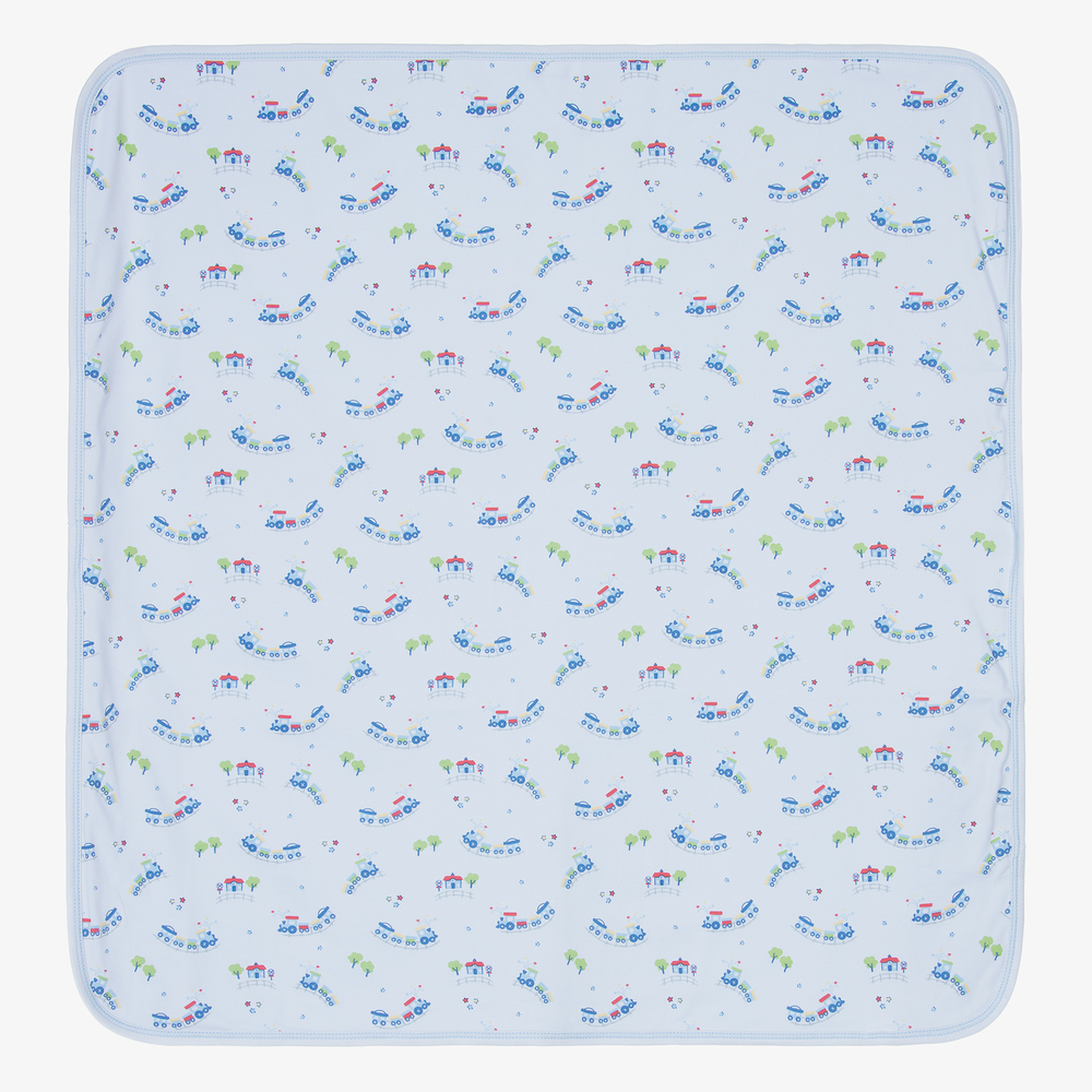 Kissy Kissy-Blue Rail Cotton Blanket (73cm) | Childrensalon Outlet