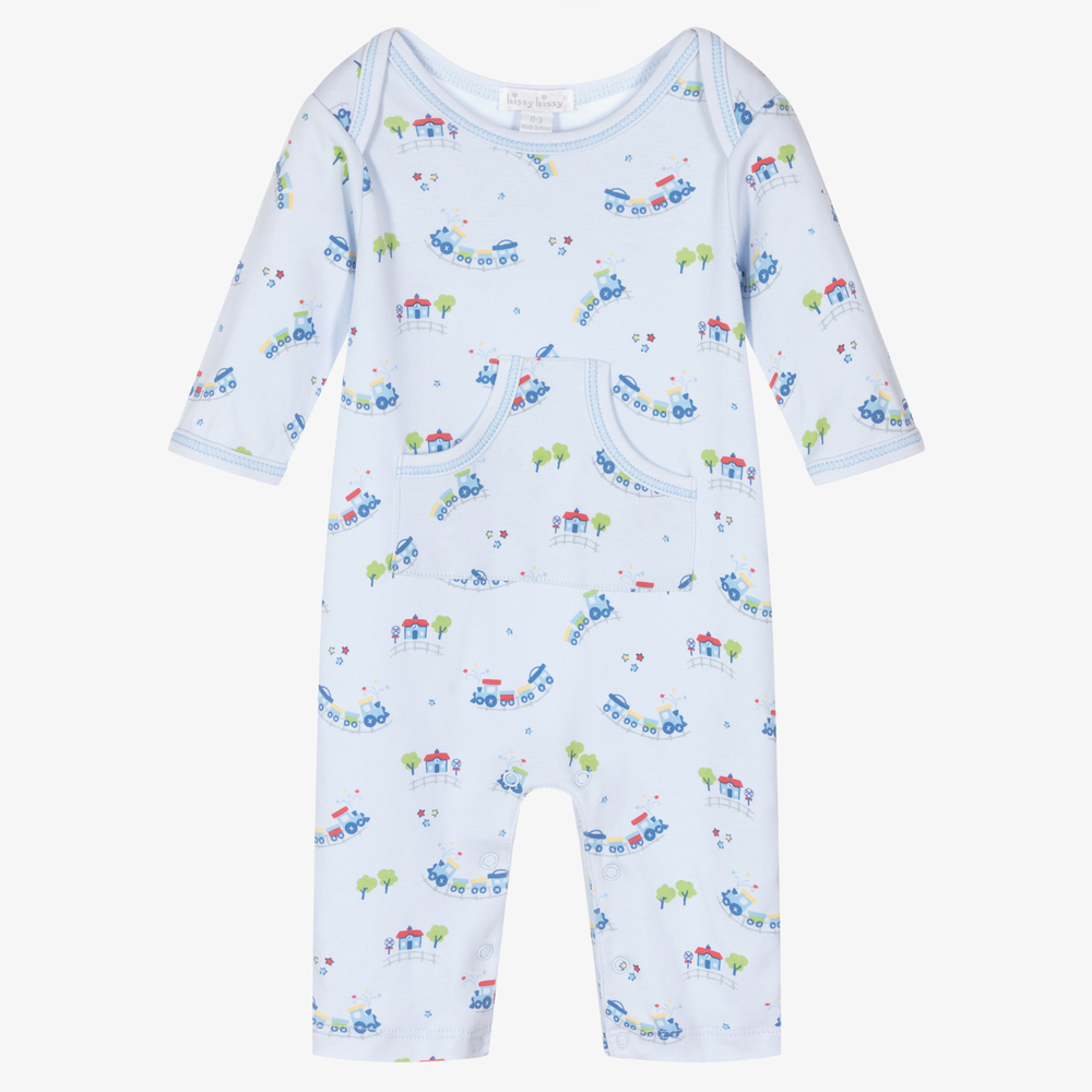 Kissy Kissy - Blue Rail Pima Cotton Romper | Childrensalon