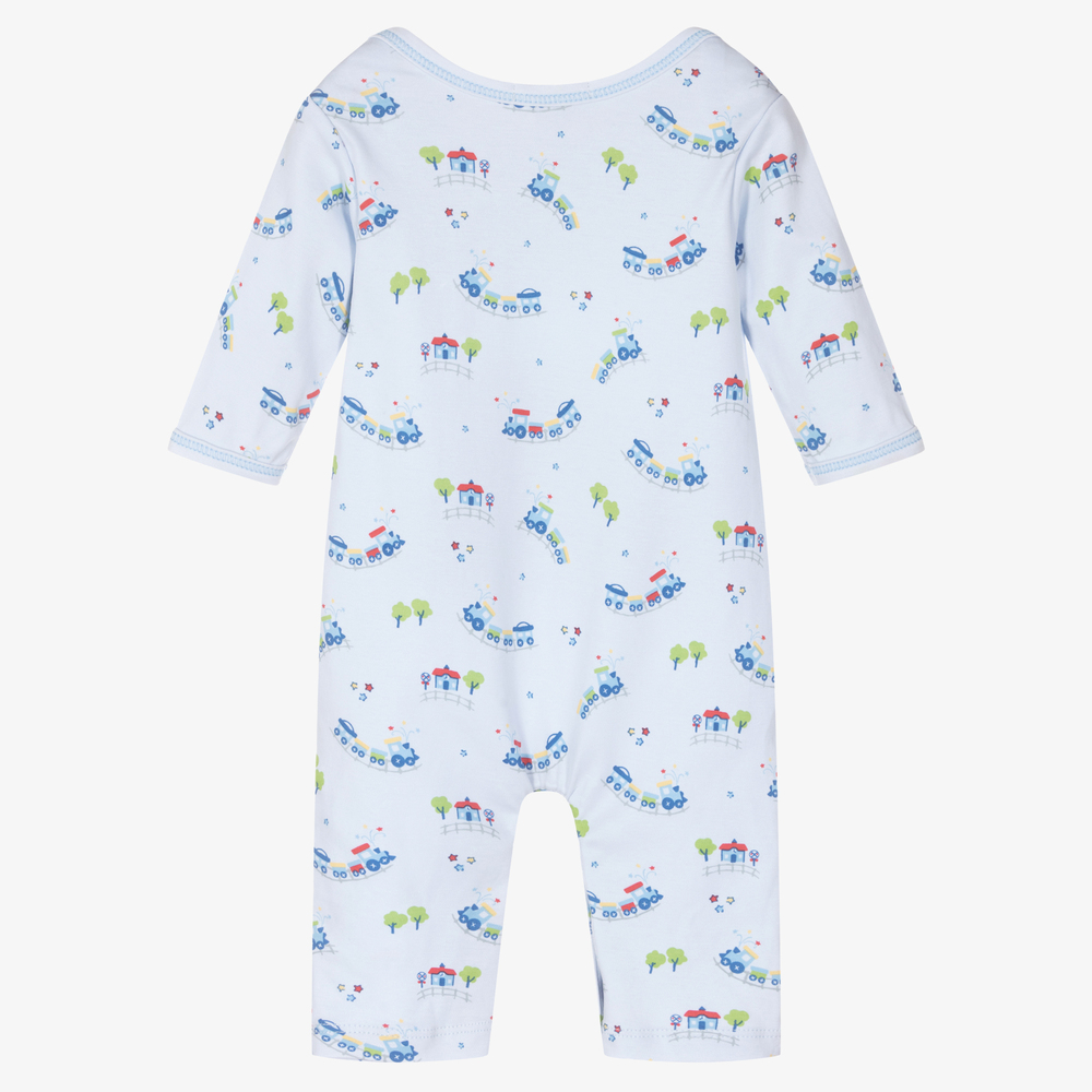 Kissy Kissy-Blue Rail Pima Cotton Romper | Childrensalon Outlet