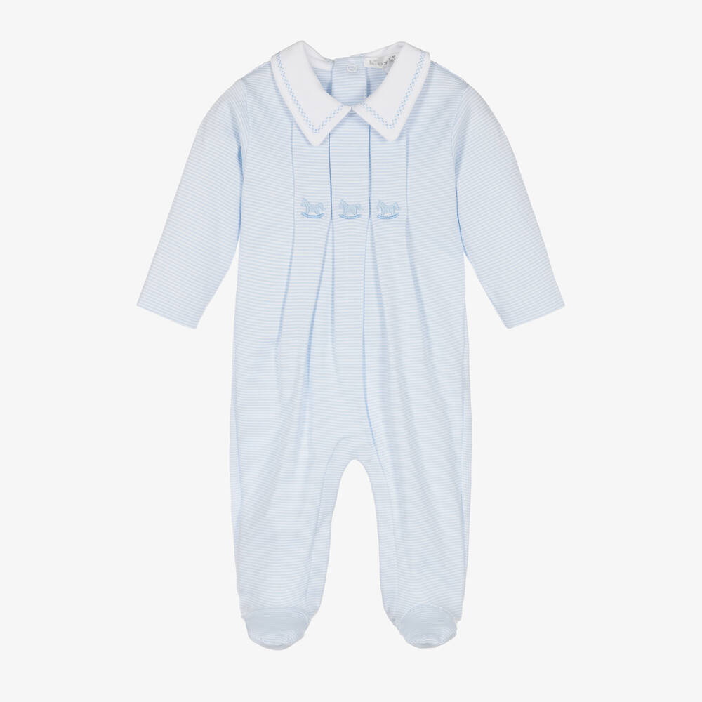 Kissy Kissy - Blue Striped Classic Treasures Babygrow | Childrensalon