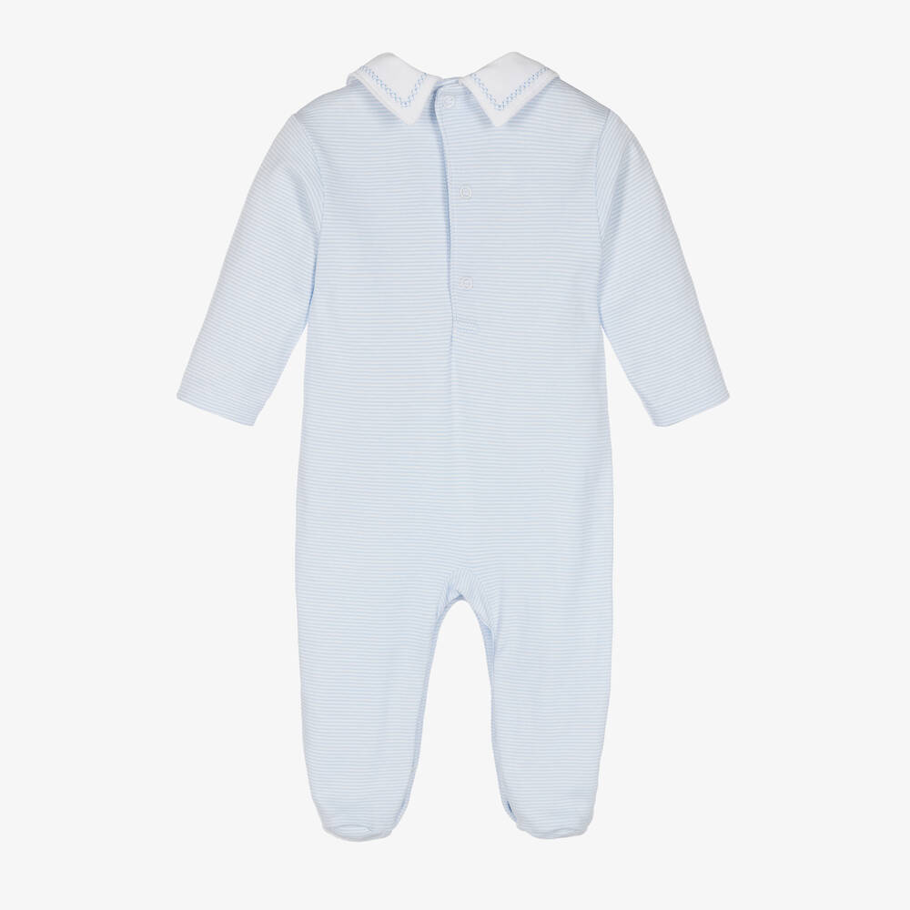 Kissy Kissy-Blue Striped Classic Treasures Babygrow | Childrensalon Outlet