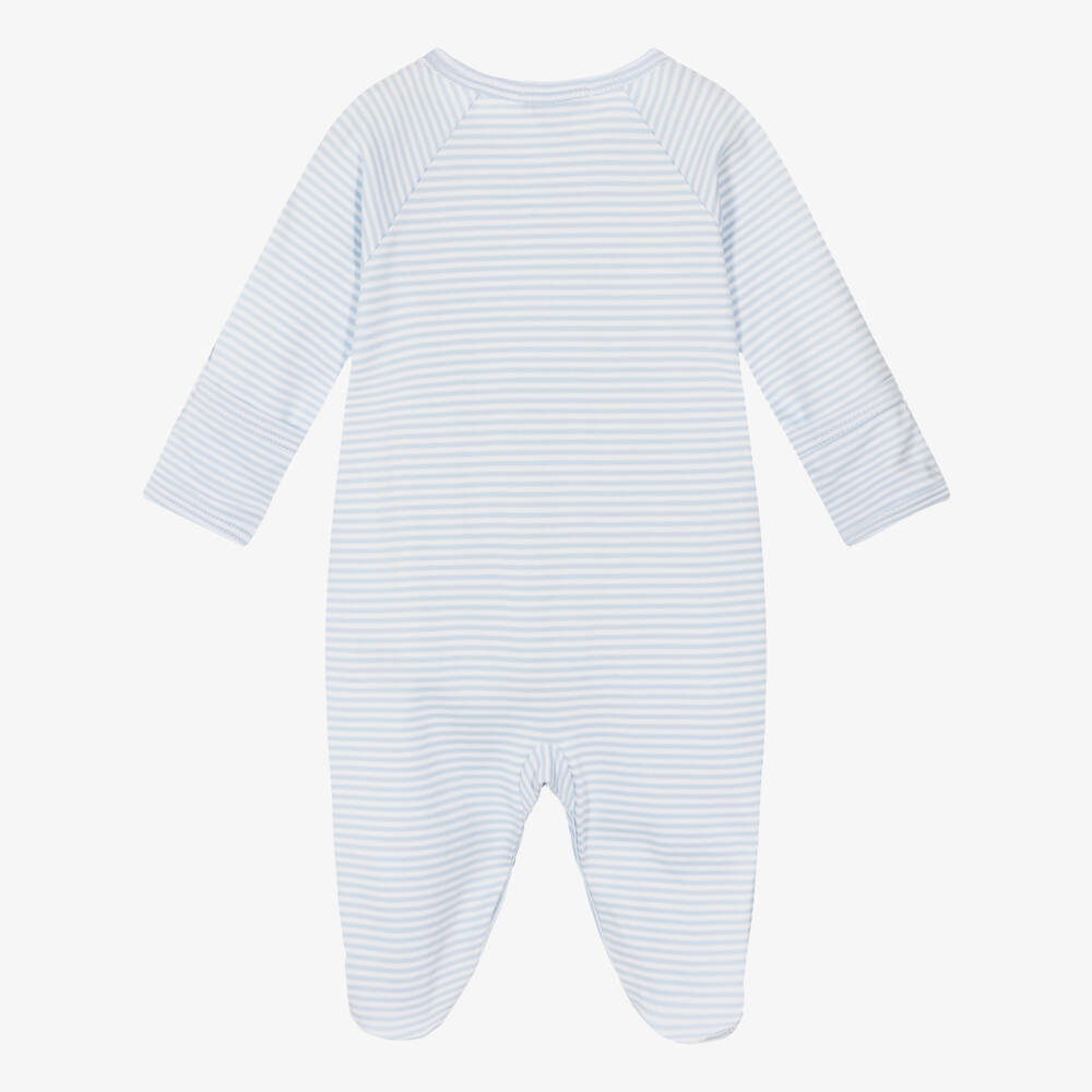 Kissy Kissy-Blue Striped Safari Babygrow | Childrensalon Outlet
