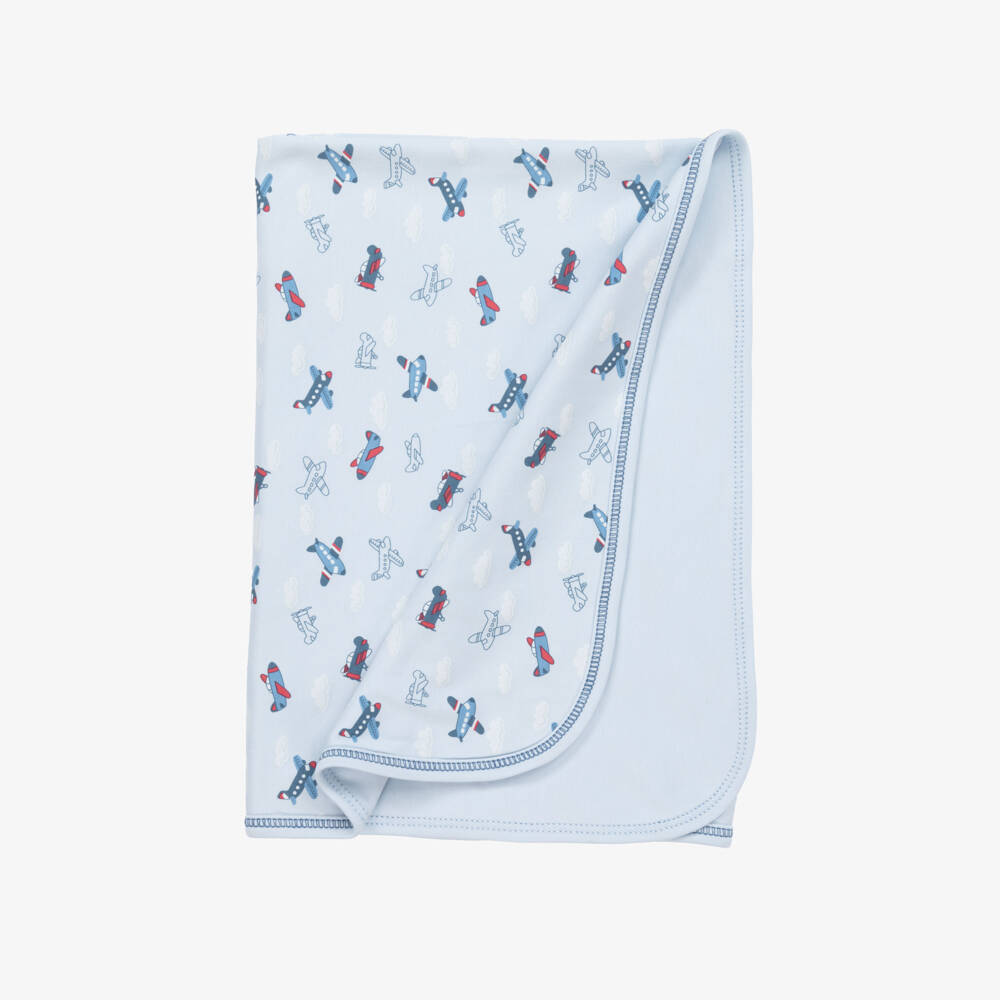 Kissy Kissy-Boys Aeroplane Print Blue Blanket | Childrensalon Outlet