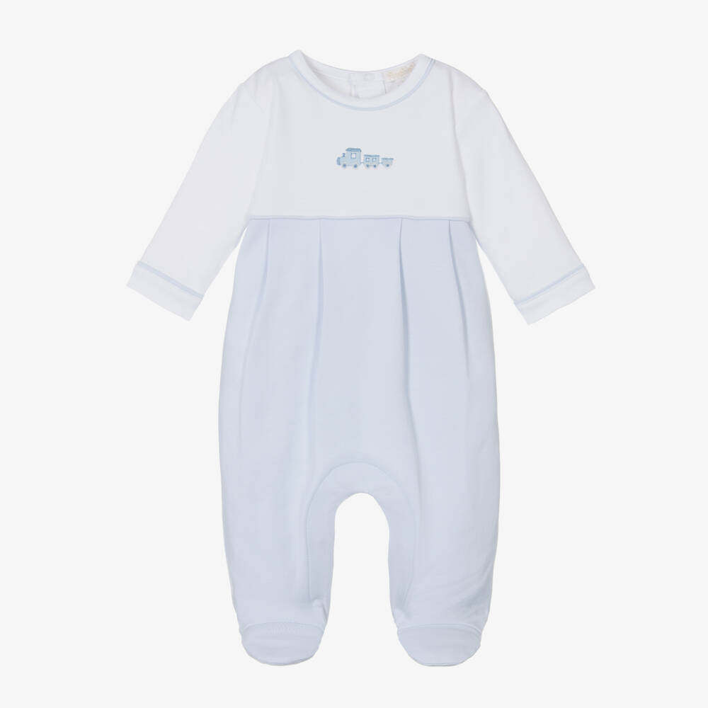 Kissy Kissy-Boys Autumn Blue Cotton Sleepsuit | Childrensalon Outlet